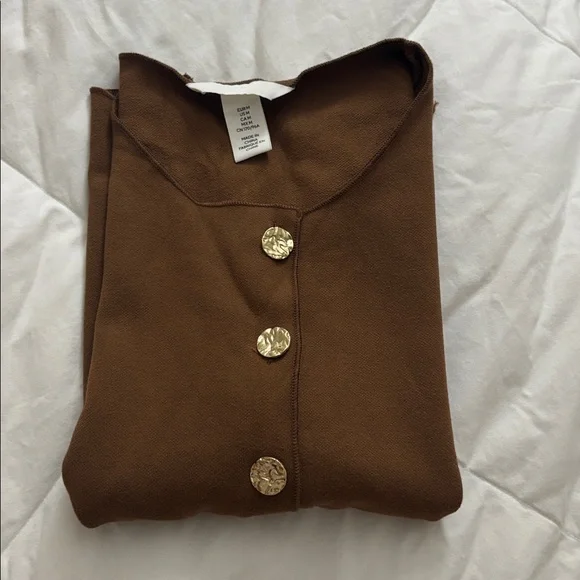 H&M Brown Sleeveless Blouse with Gold Buttons - Picture 2 of 2